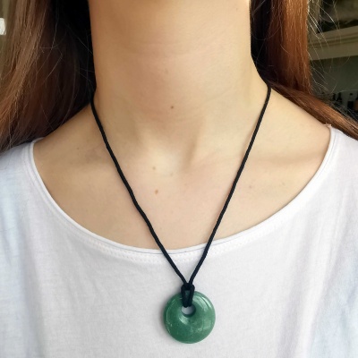 Aventurine Donut Pendant Necklace